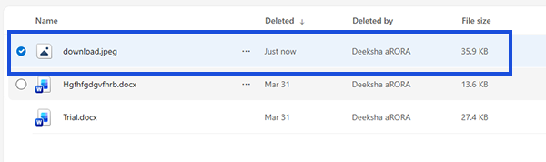 Check the files you want to restore