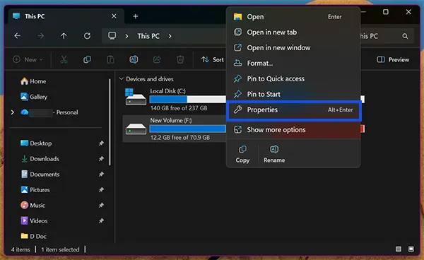 Disk properties