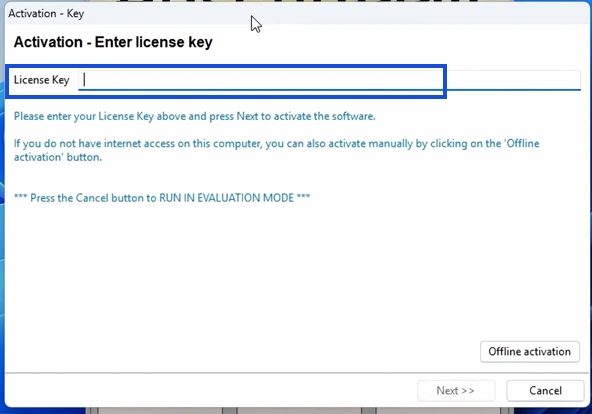 Enter the License Key