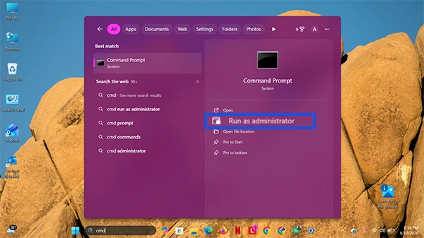 Open Command Prompt as administrator