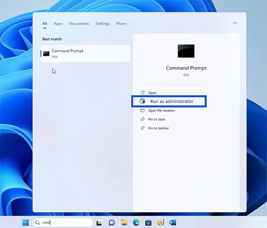 Open Command Prompt as Administrator