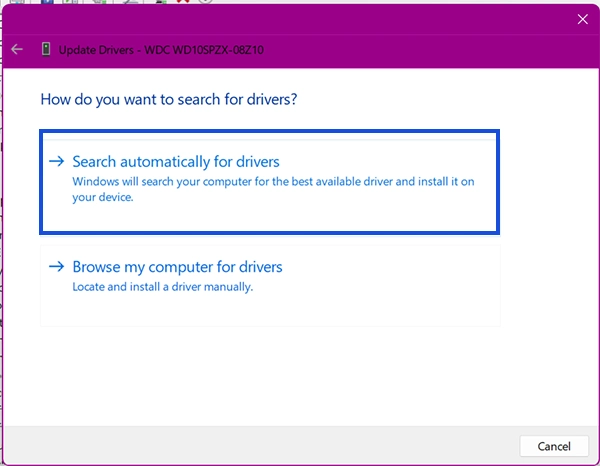 Search automatically for drivers