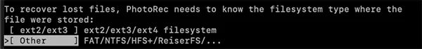 Select Filesystem Types
