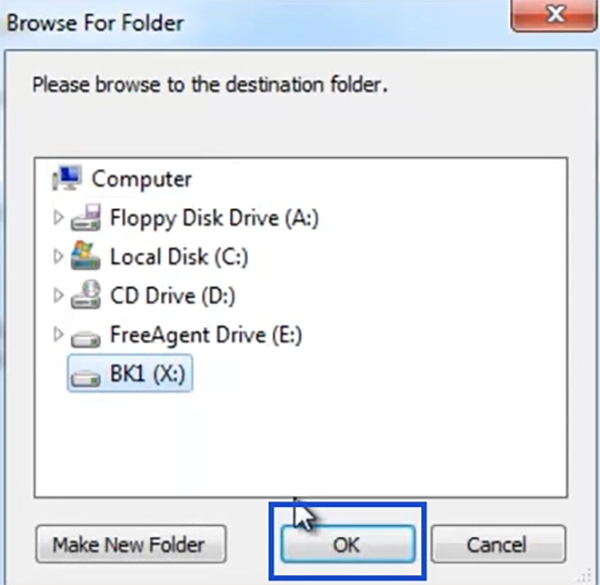 Select Folder and Click Ok Button