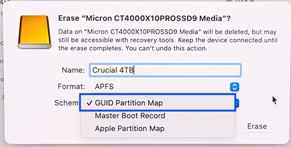 Select GUID Partition Map