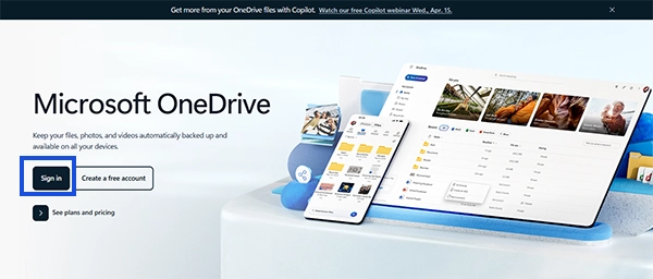Sign In to Microsoft OneDrive