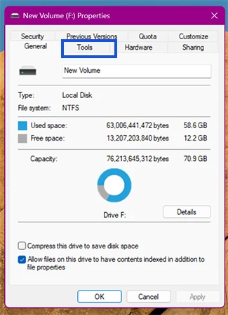 Tools tab