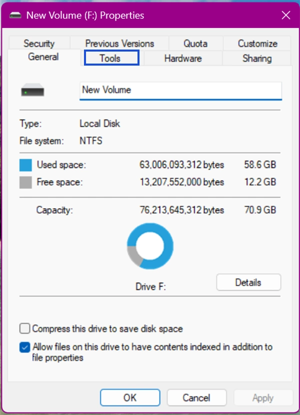 Tools tab