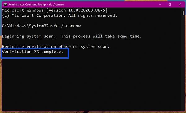 Wait for SFCscan to complete