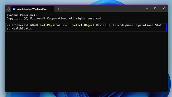 Check drive health command