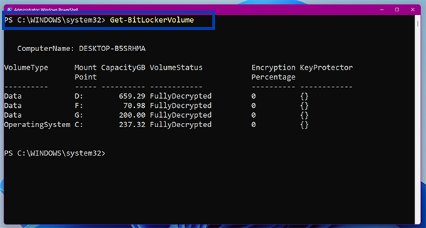 Check encryption status