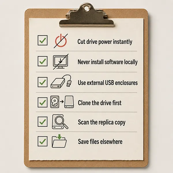 Checklist to prevent permanent data erasure
