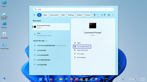 Run Command Prompt as administratorr
