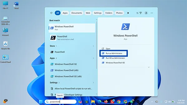 Run Windows PowerShell as administrator