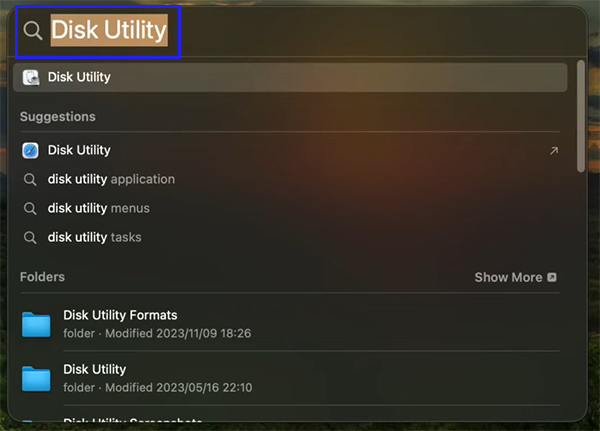 Search for Disk Utility