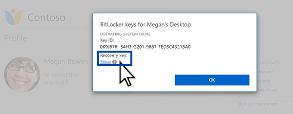 Show Recovery key