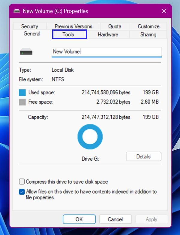 Tools tab