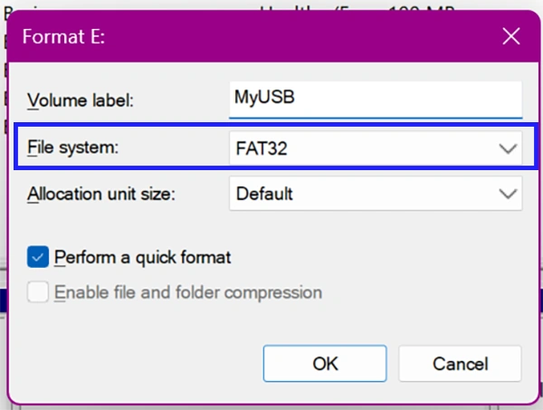 Select file systemm